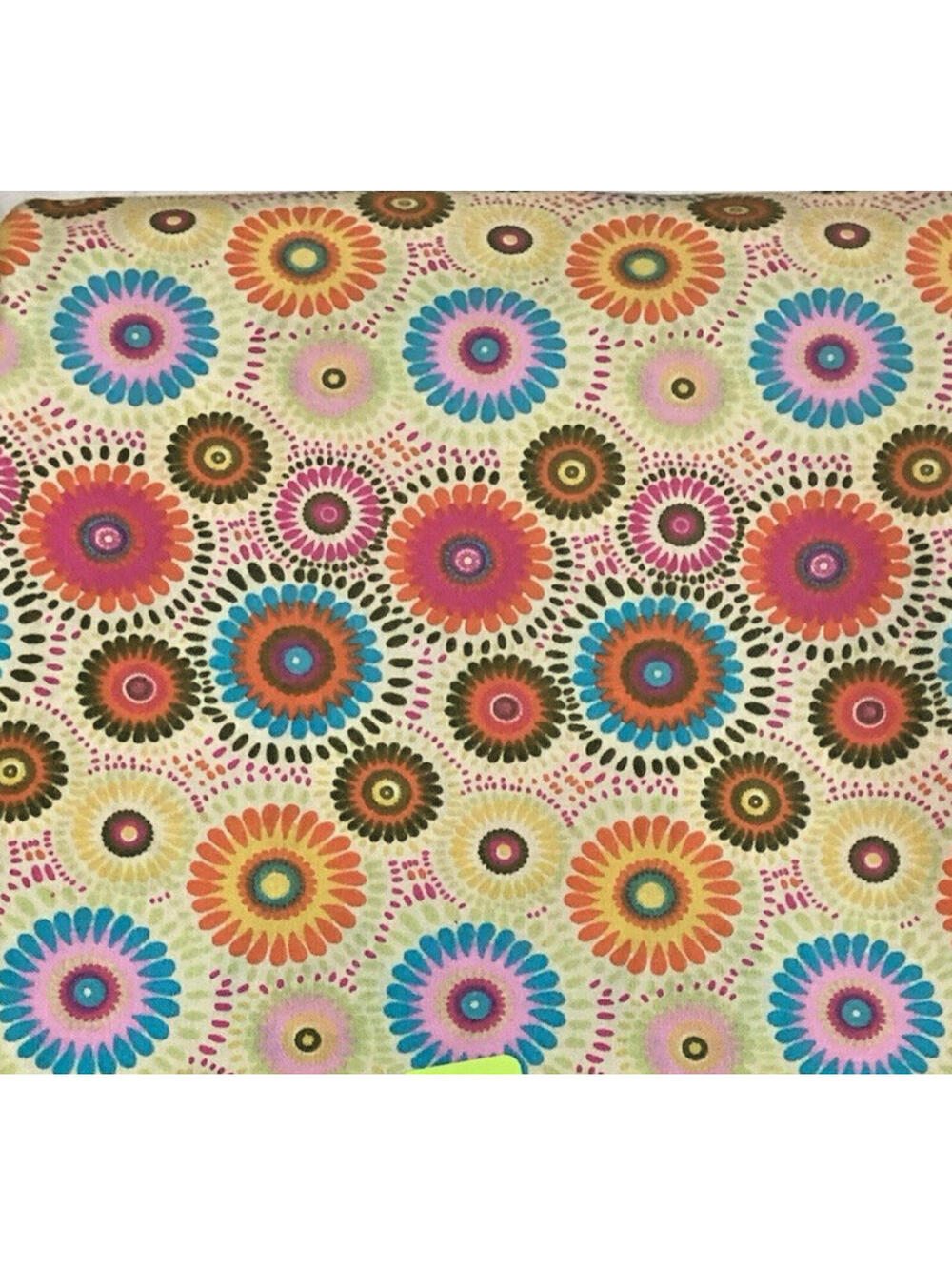 6 yds MDG Cotton Fabric Lucky Medallion Yellow Background